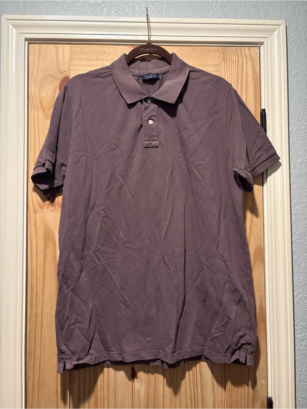 Scalpers Polo Shirt XXL Mauve Purple Short Sleeve Cotton Skull‎ Logo Portugal